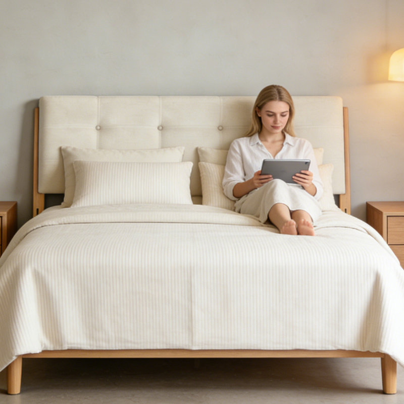 Tête de lit tapissier pour grand lit, motif de losanges capitonné moderne en tissu de lin, tête de lit robuste en bois massif, cadre de lit réglable et fixation murale, beige