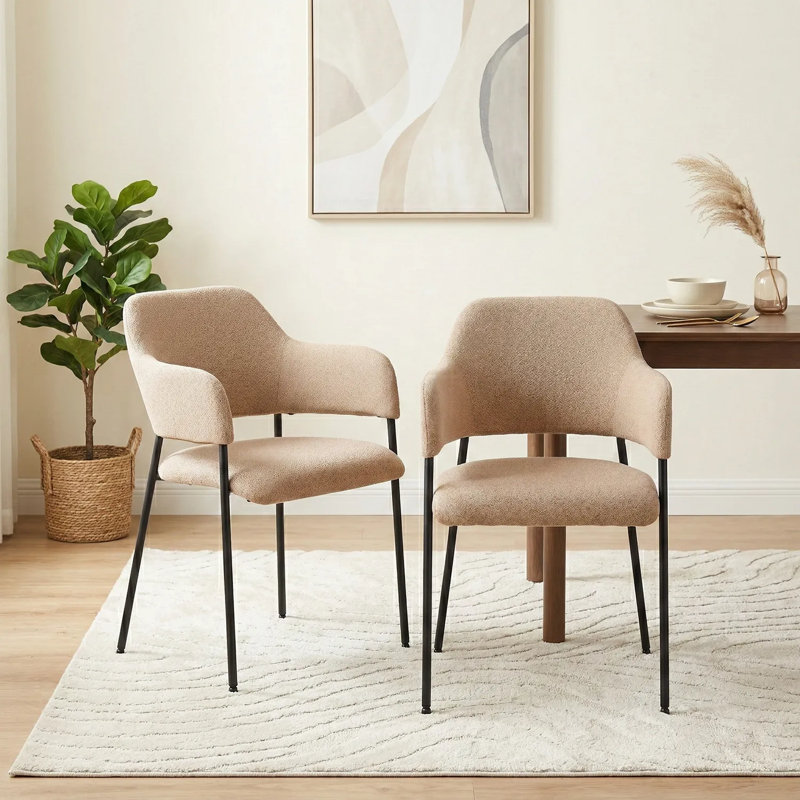 Candice Set of 2 Fabric Dining Chairs, Burnt Orange