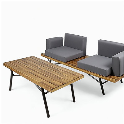 Causeuse d'extérieur avec table basse Canoga
