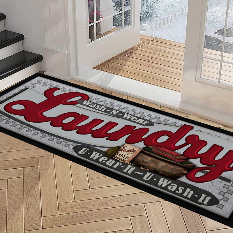 Tapis de cuisine antidérapant Laundry Room, Gris