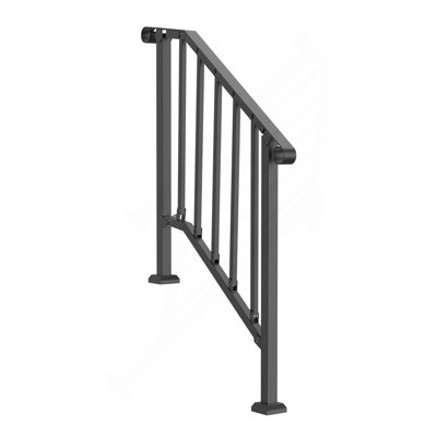 2-3 Step Handrails For Outdoor For Seniors Porch Deck Black Retro Arch