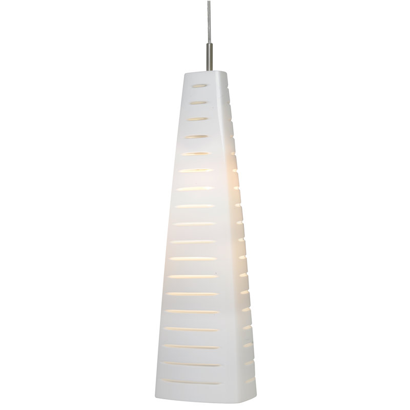 Luminaire suspendu 1 lumière à cône simple Mesa, Blanc / Transparent