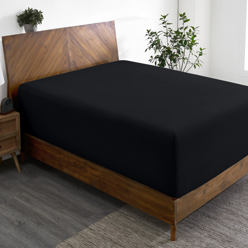 Extra Deep Microfiber Fitted Sheet, Twin XL Fitted Sheet, Black