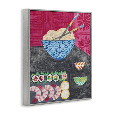 Art à giclée encadrée de table à motif de sushi par Courtney Prahl
