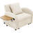Convertible 3 In 1 Bed Creamy White Linen, With Computer Board, Ports And Movable Rollers For Effortless Use Easy Setup-1986236183