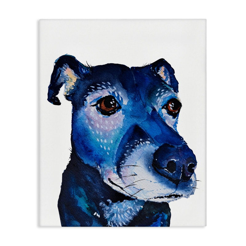 Toile bleue expressive, conception de Tatiana Roberts, H 20 po x l 16 po