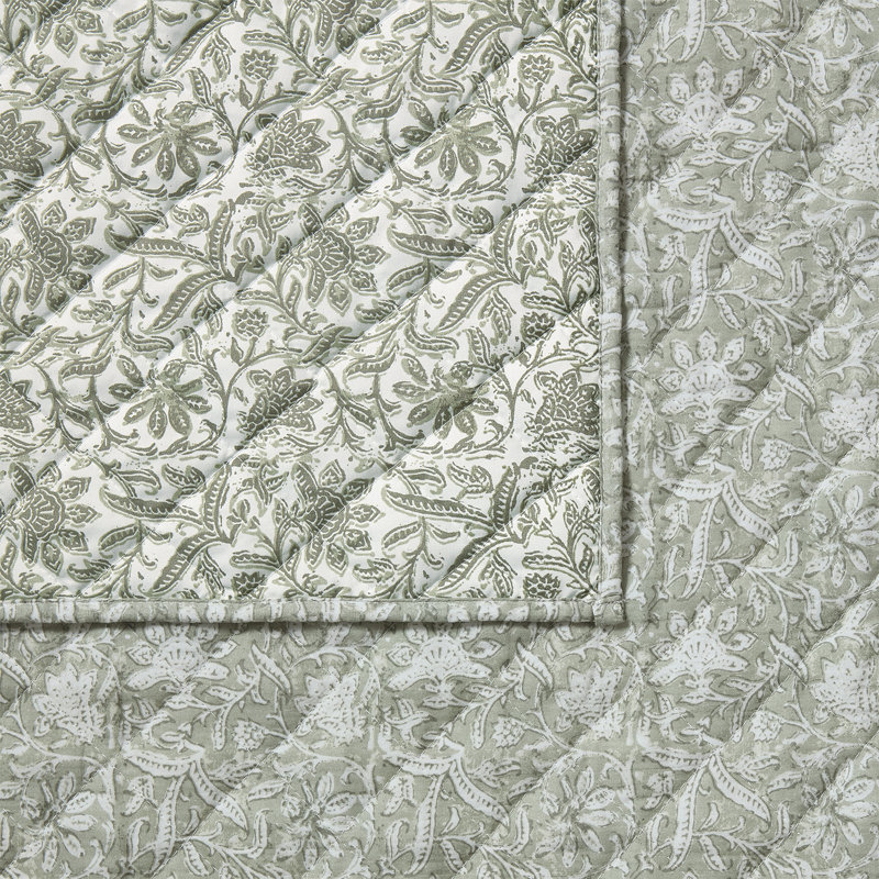 Ensemble de courtepointe en gaze de coton 3 pièces Détails par Becki Owens Tahna, très grand, Vert