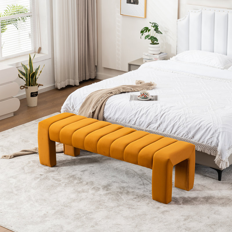 Laytona 59"W Upholstered Bench with Channel Tufted, Brown