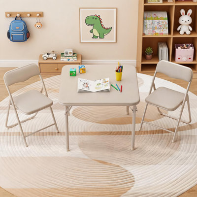 Ensemble de 3 tables pliantes et chaises pliantes avec coussins moelleux en polyuréthane