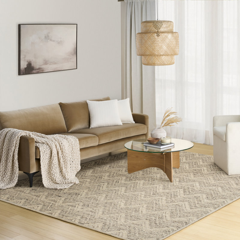 Tapis d'intérieur moderne ivoire Dkny Pure Purl 9 pi 9 po x 13 pi 9 po, Rectangle 9 pi 9 po x 13 pi 9 po, Ivoire ivoire