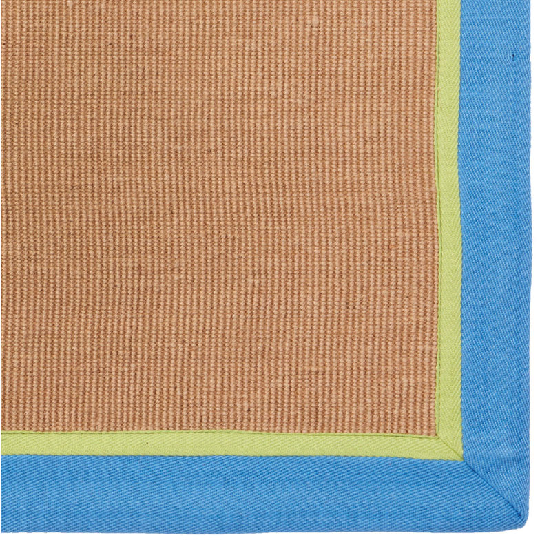 Tapis en jute Bayside, L 22 po x L 34 po, Bleu / Naturel