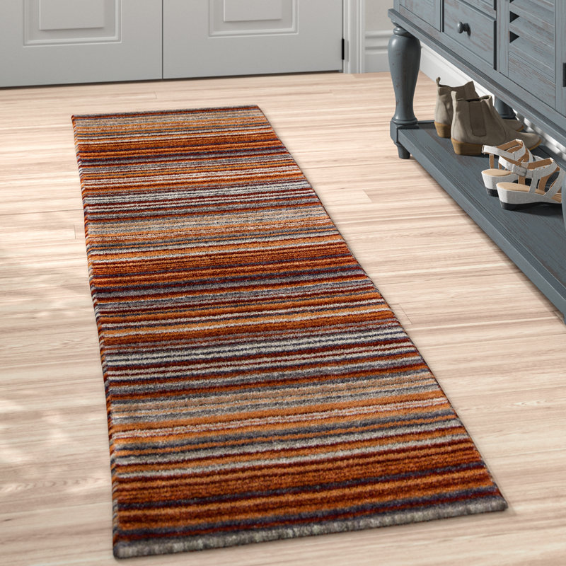 Tarren Handwoven Wool Orange/Gray Rug, Runner 60 x 230cm