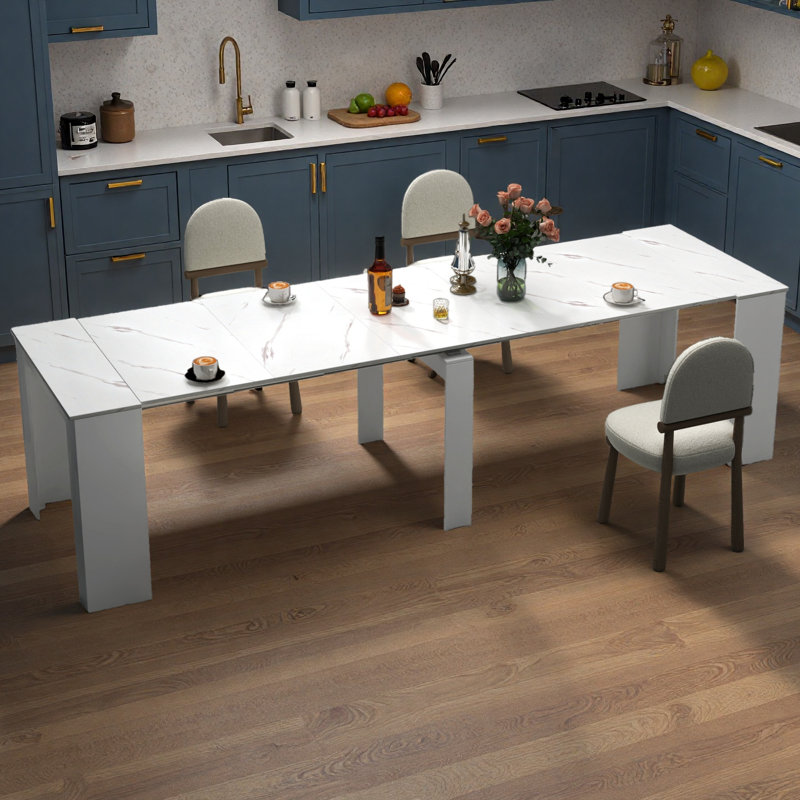 Console extensible, table de vestibule extensible multifonctionnelle jusqu'à 118,5 pouces, aggloméré robuste et conception en MDF pour la salle à manger, le bureau ou le salon
