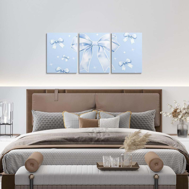 3 Piece Wrapped Canvas Print, Blue