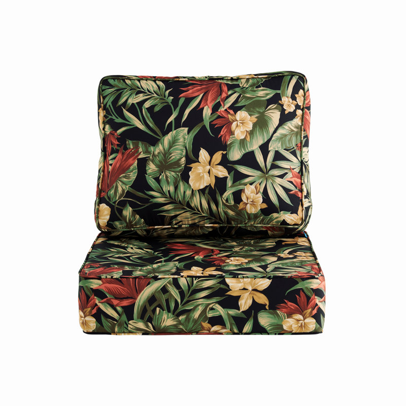 Outdoor 6'' Seat / Back Cushion, Black/Green/Red
