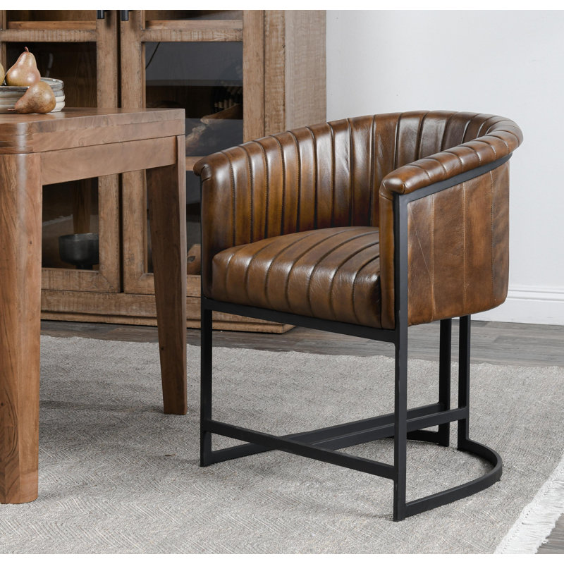 Seville Top Grain Leather Dining Chair In Brown