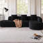 Canapé modulaire incurvé modulaire en L avec tissu en polyester à poils longs texturé litchi, canapé Cloud moderne avec dossier incurvé et 3 coussins inclus, aucun assemblage requis-1612686331-1612686329