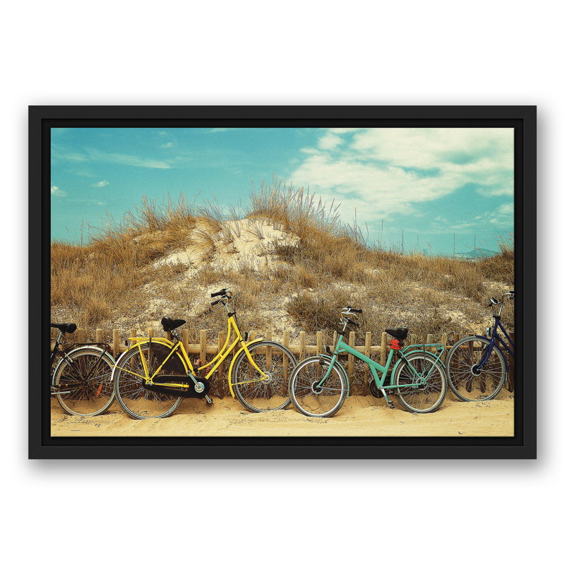 Beach Bikes sur toile, H 13,75 po x l 19,75 po x P 1,75 po, Cadre flottant noir