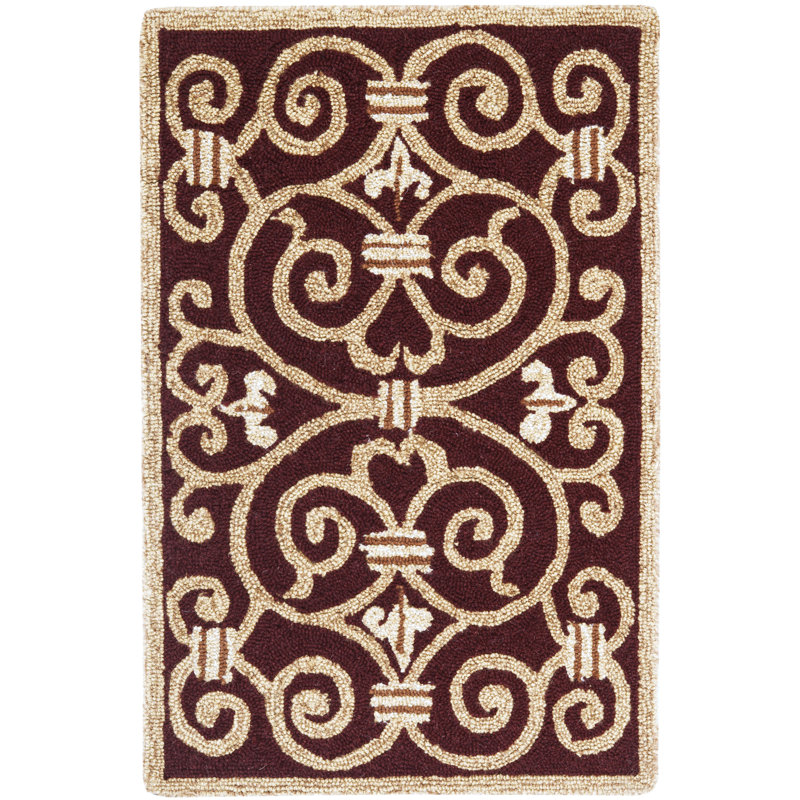 Brayton Hand Hooked Wool Pile Oriental Rug, Rectangle 1'8" x 2'6"