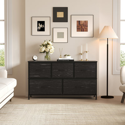 Kathiria 39.4"W 5 Drawer Small Dresser, Kid Dresser