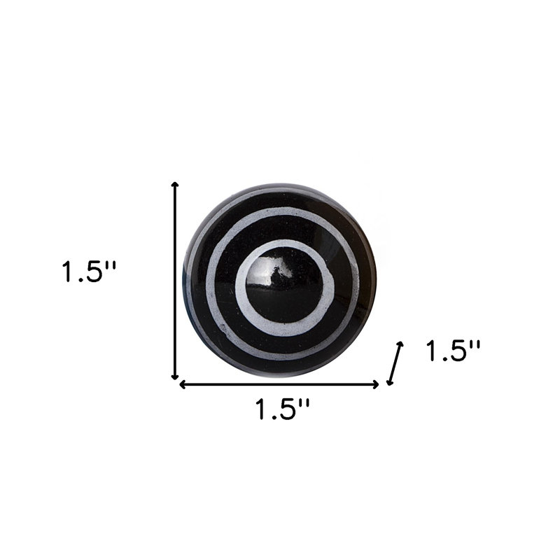 Ensemble de huit boutons de tiroir en céramique et métal noir et gris