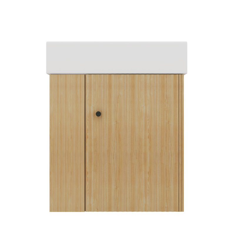 Meuble-lavabo mural 21,6 po avec lavabo et rangement ouvert à gauche, Bois