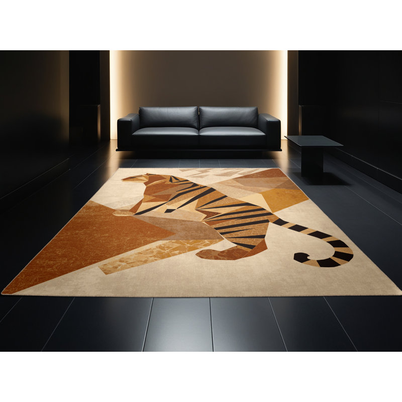 Tapis brun doux et moelleux à motif géométrique Tockington, 4 x 6