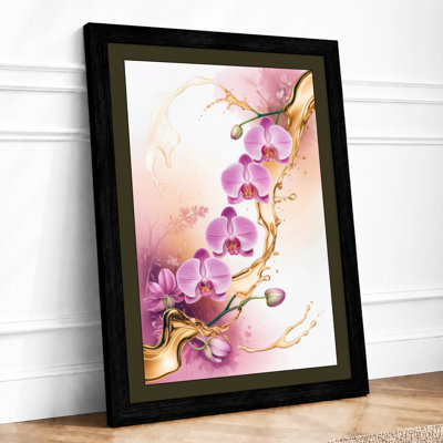 Cascading Orchid Branch Botanical - Framed Print