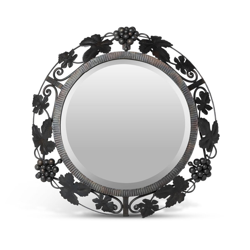 Miroir mural rond en métal