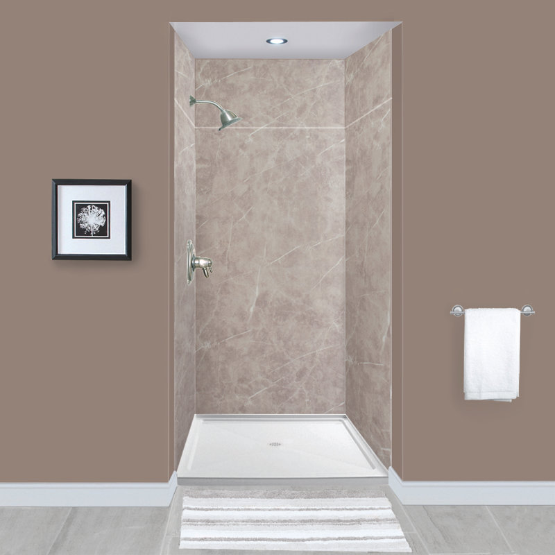 Expressions 6 Panel Shower Wall, Dover Stone, 96" H x 36" W x 36" D