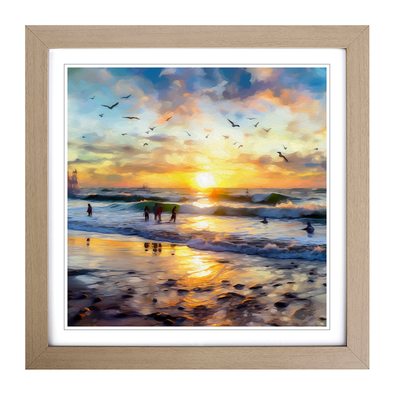 Beach Impressionism No.1 - Framed Print, Oak
