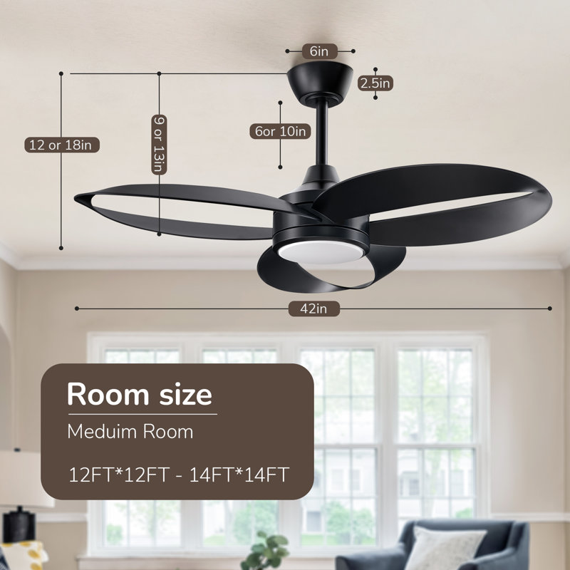 42'' LED Ceiling Fan with Light and Remote Control Included