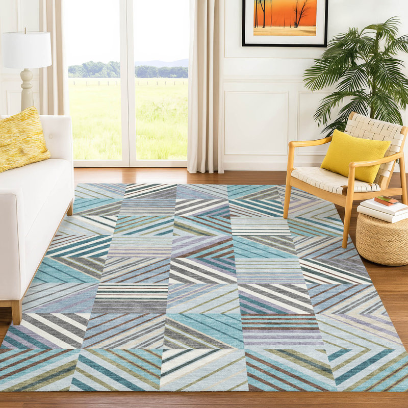 Tapis intérieur / extérieur lavable à la machine Lanphear ACN2399, Rectangle 9 pi x 12 pi