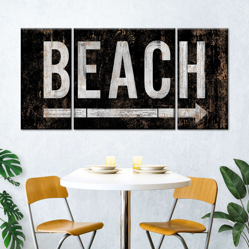 " Beach Arrow Sign " 3 - Pieces, 28" H x 58" W x 1.25" D