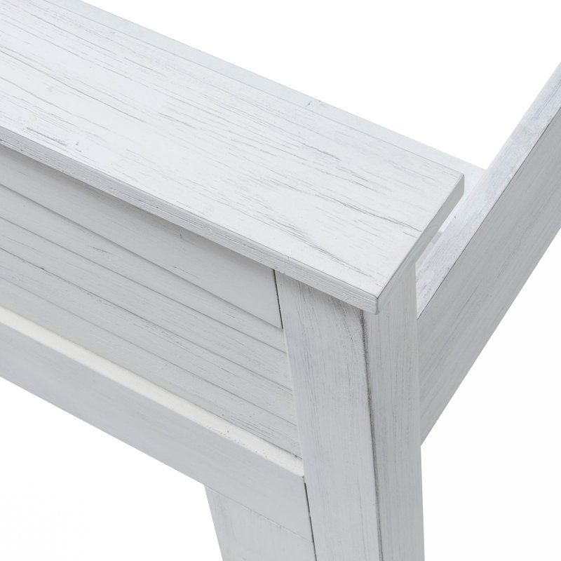 Ascan - Solid Wood Bed - King - Weathered White Finish, King