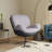 360° Swivel Office Chair, Modern Chenille Chair With Faux Leather And Black Metal Base Frame, No Wheels, Accent Chair For Small Spaces, Living Room, Office-316035181