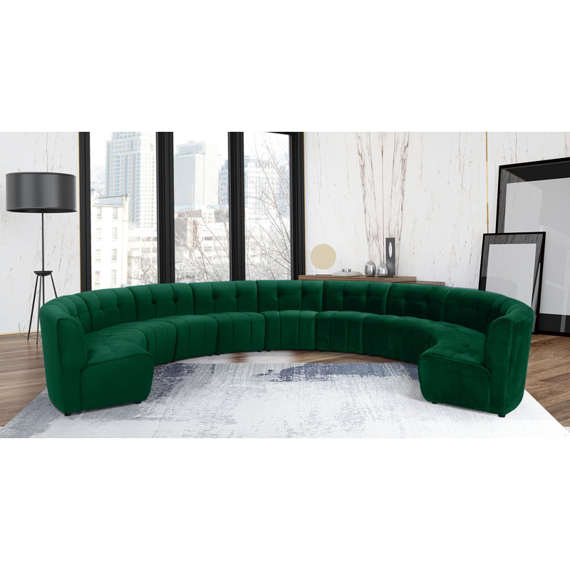 Jedson Velvet Sectional Symmetrical, Green Velvet