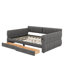 Grand lit plateforme tapissier avec port USB et tiroirs-550364434