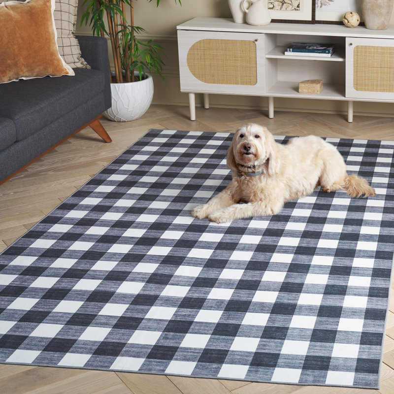 Josalina Clara Performance Machine Washable Gingham Rug Clara Performance Machine Washable Gingham Rug, Rectangle 5' x 8'