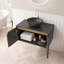 Meuble-lavabo mural 30 po en contreplaqué avec lavabo en céramique, portes doubles en sergé et armoire de rangement noir-136269273
