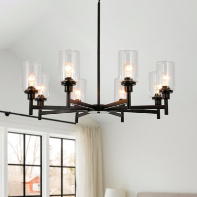 8 - Light Dimmable Wagon Wheel Chandelier