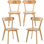 Ensemble de 4 chaises de cuisine 100% bois massif Aloysius, dossier ouvert, chaises de style Mid-Century moderne pour ferme, cuisine, salle à manger, naturel