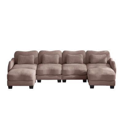 7-Piece 131" U-Shaped Sectional Sofa with Ottoman