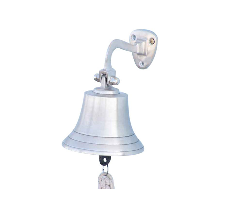 Décoration murale cloche en métal bateau, H 15 po x l 10 po x P 10 po, Nickel brossé