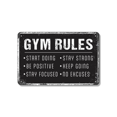 Gym Rules 7 Inch x 10 Inch Novelty Aluminum Sign