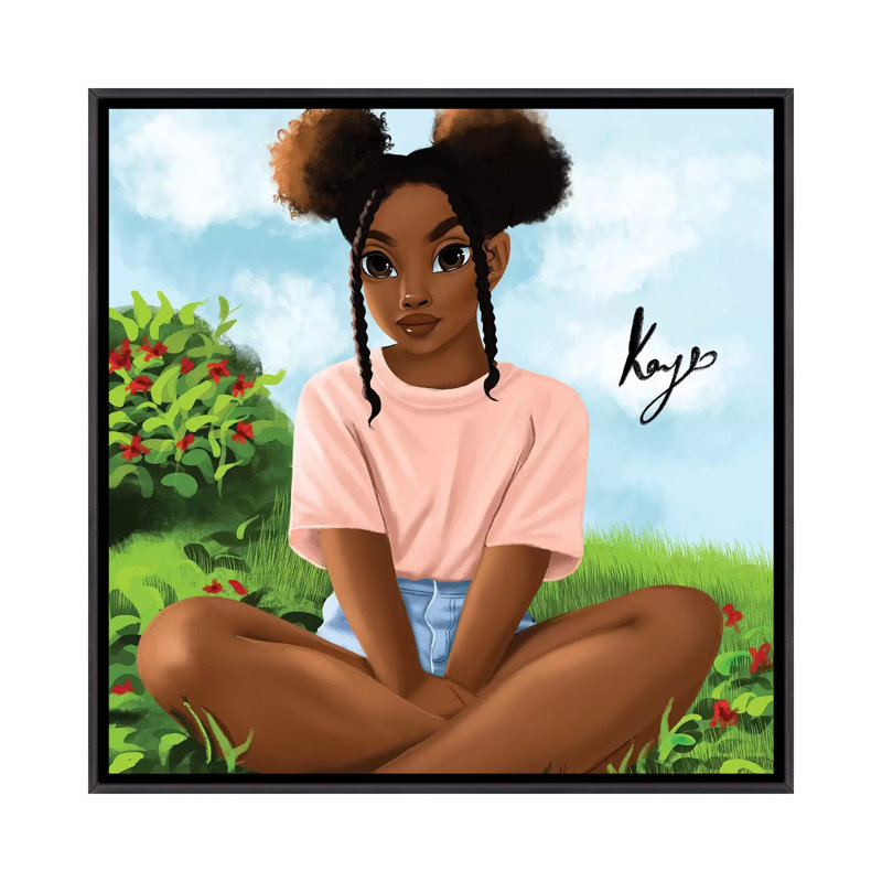 Garden par Princess karibo-impression d’art graphique, H 26 po x l 26 po x P 1,5 po, Toile avec cadre noir patiné