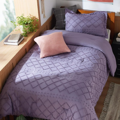 Ensemble d'édredon pour lit simple / simple TG - Ensemble d'édredon extra long pour lit simple gris bohémien Boho pour ensemble de literie pour dortoir Shabby Chic, ensemble de lit de ferme moderne 2 pièces, comprend 1 taie décorative