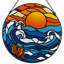 Panneau de vitrail 12 "H Sunset Waves-1343702835