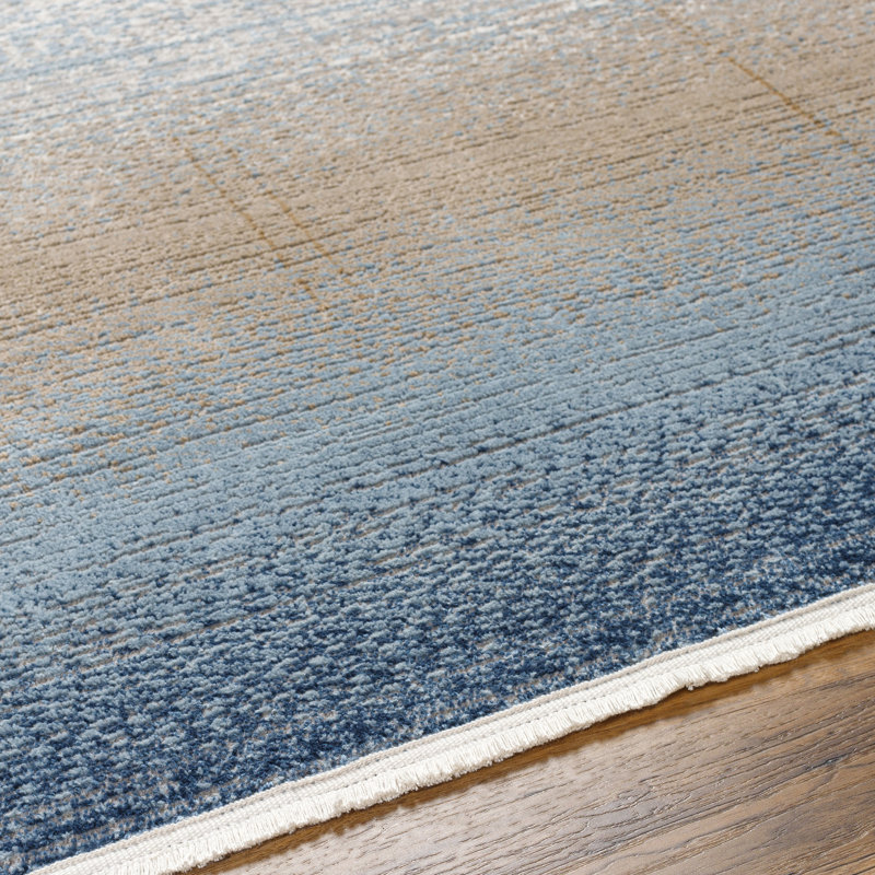 Demetra Rectangle Machine Woven Area Rug in Blue/Brown/Gray, Rectangle 9'2" x 12'