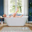 Baignoire autoportante 66 po en acrylique moderne - blanc brillant avec bonde pré-percée et trop-plein
